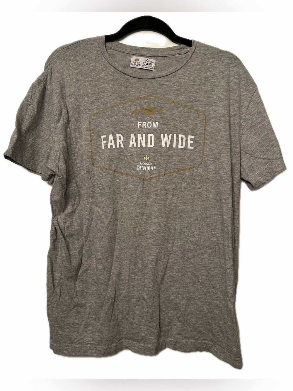 MOLSON CANADIAN Far And Wide Grey Graphic Tee Men’s Sz S Beer Merch Promo Shirt - Picture 9 of 13